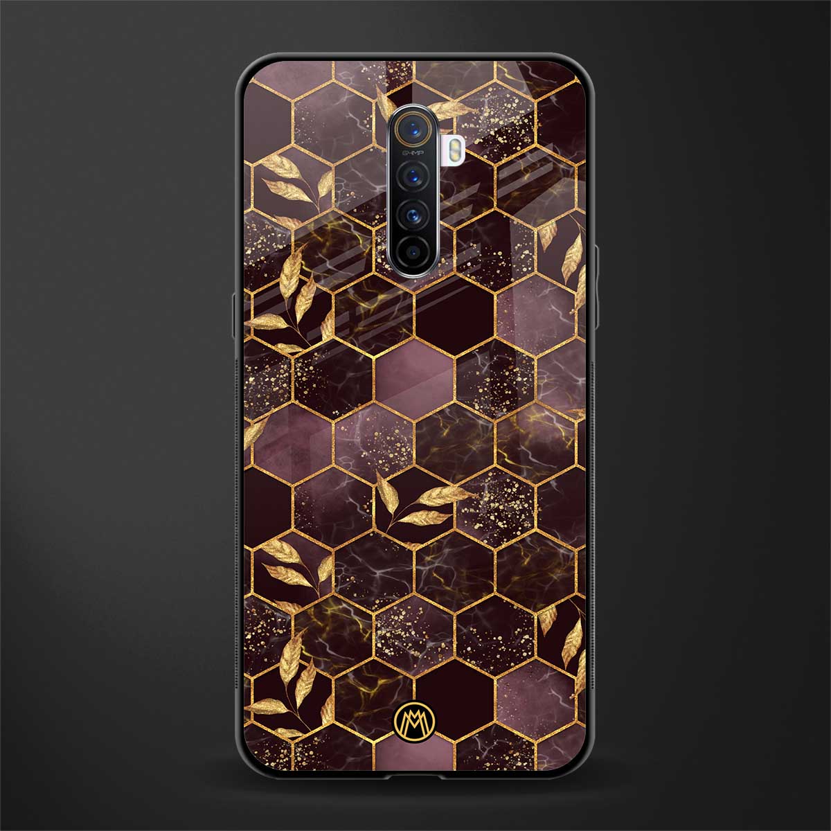 black maroon tile marble glass case for realme x2 pro image