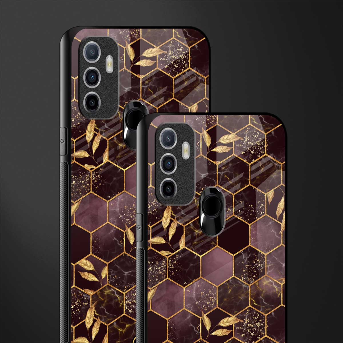 black maroon tile marble glass case for oppo a53 image-2