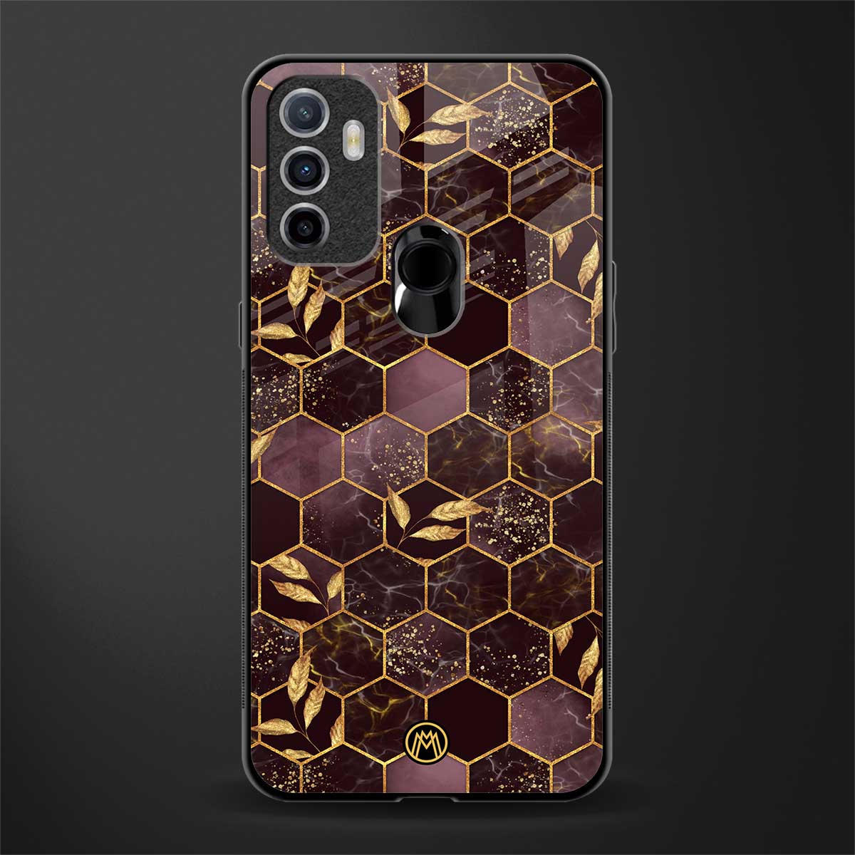 black maroon tile marble glass case for oppo a53 image