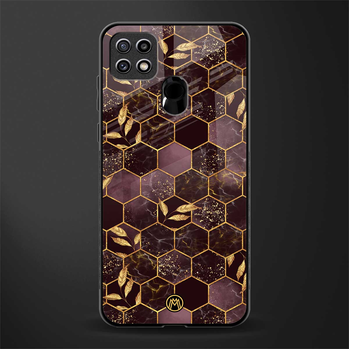 black maroon tile marble glass case for oppo a15s image