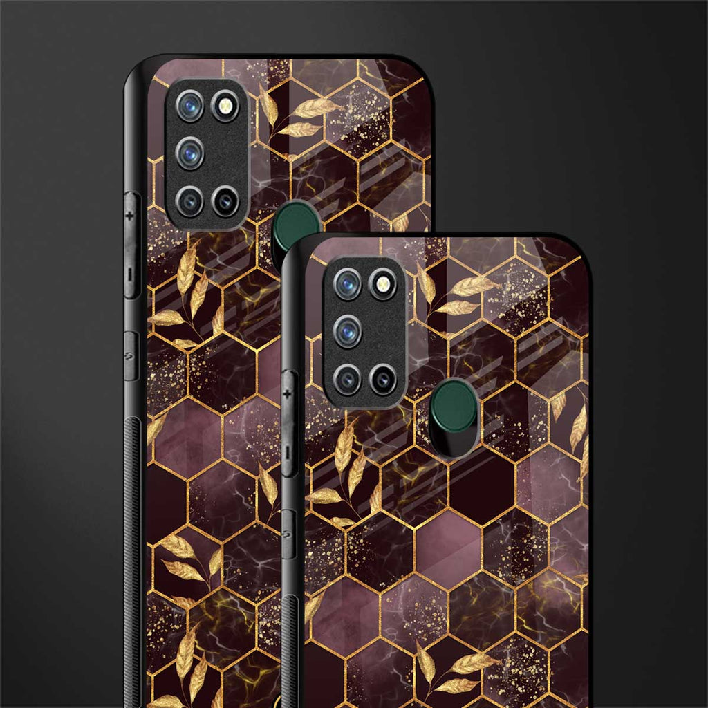 black maroon tile marble glass case for realme 7i image-2