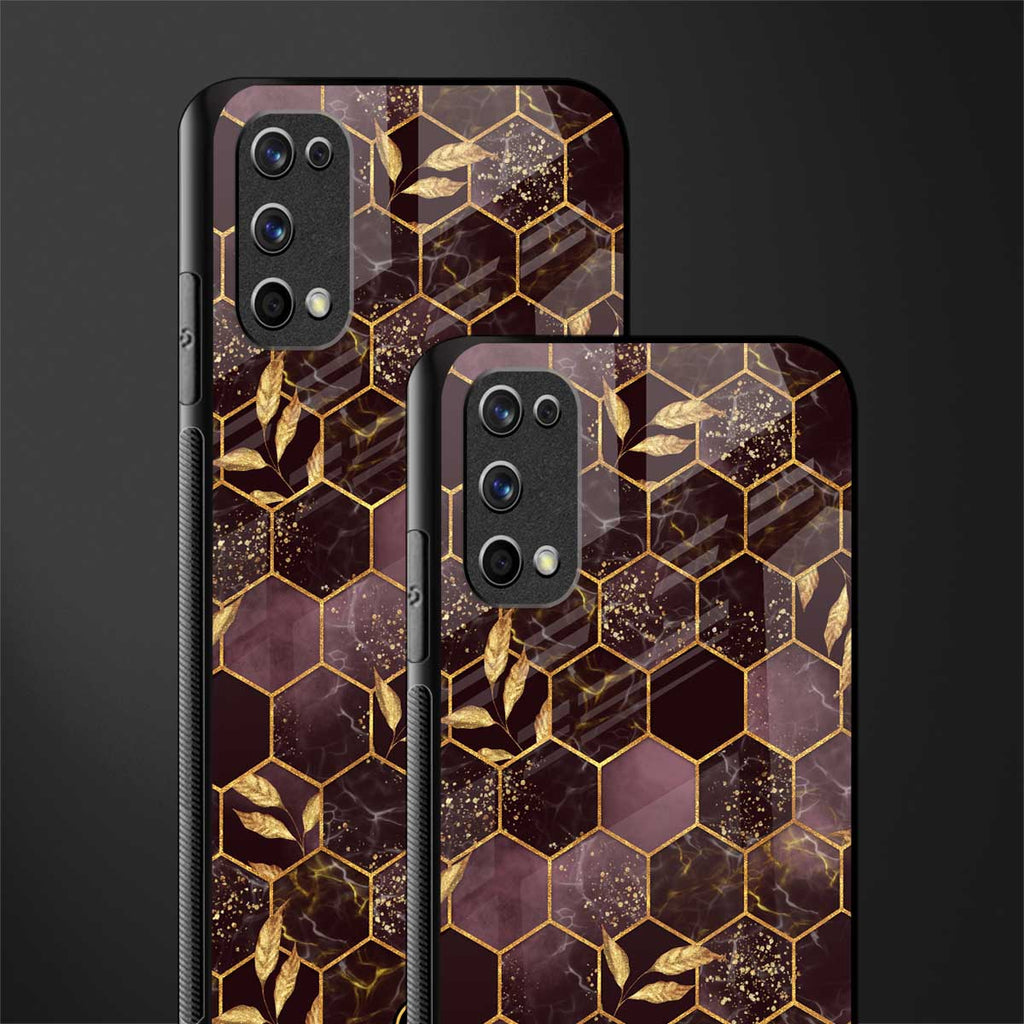 black maroon tile marble glass case for realme 7 pro image-2