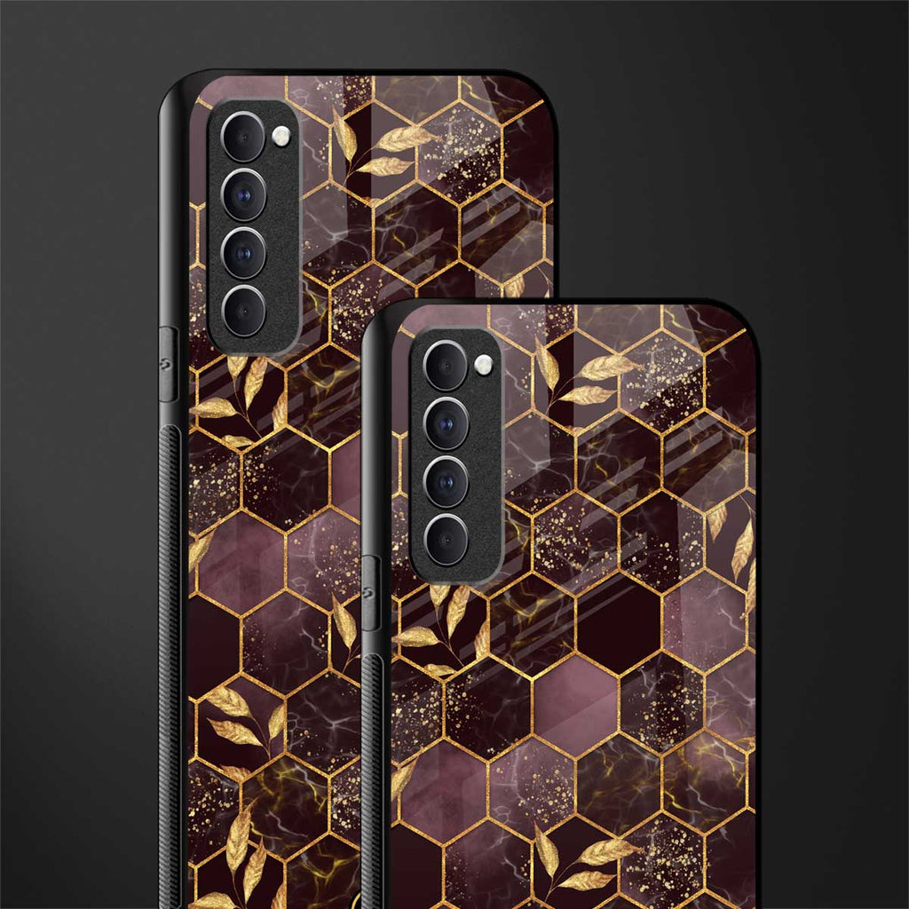 black maroon tile marble glass case for oppo reno 4 pro image-2