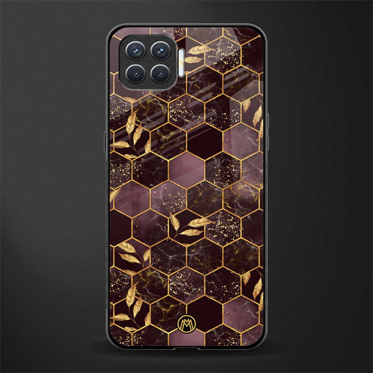 black maroon tile marble glass case for oppo f17 pro image