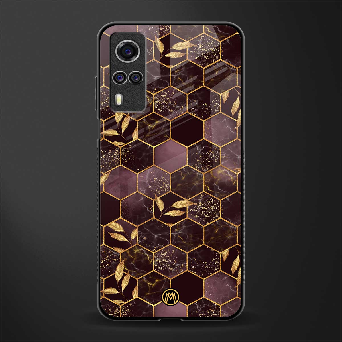 black maroon tile marble glass case for vivo y51 image