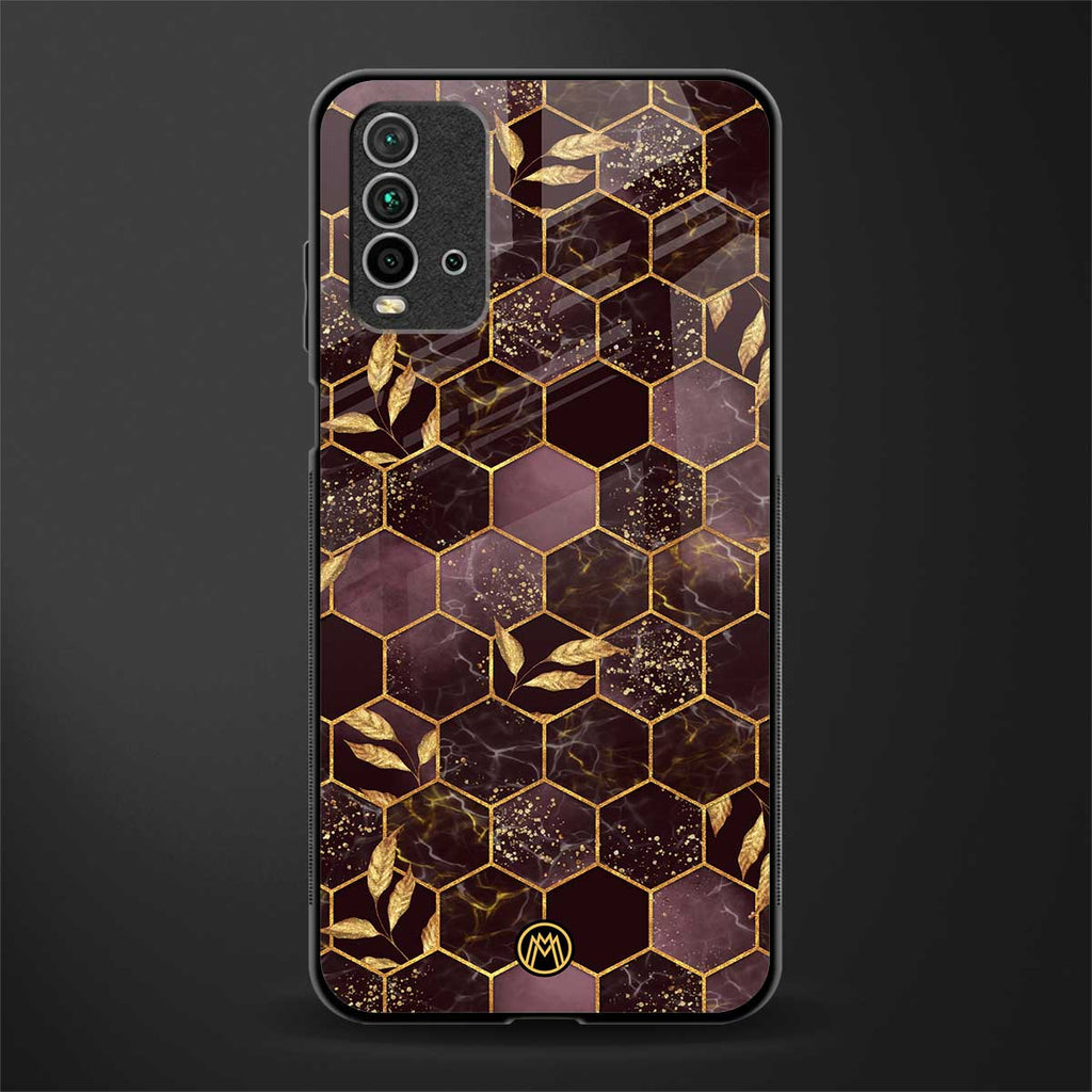 black maroon tile marble glass case for redmi 9 power image