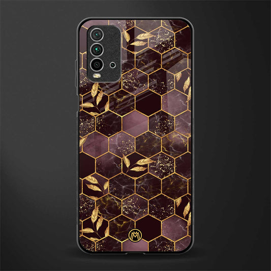black maroon tile marble glass case for redmi 9 power image