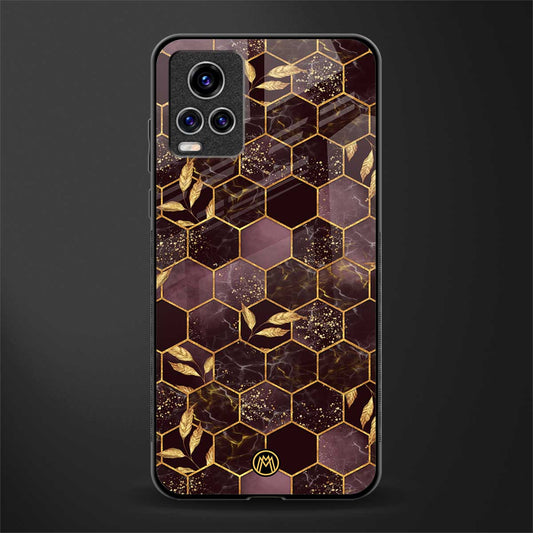black maroon tile marble glass case for vivo v20 pro image