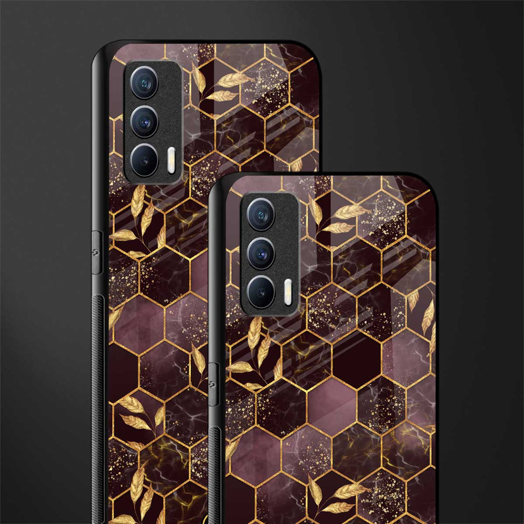 black maroon tile marble glass case for realme x7 image-2