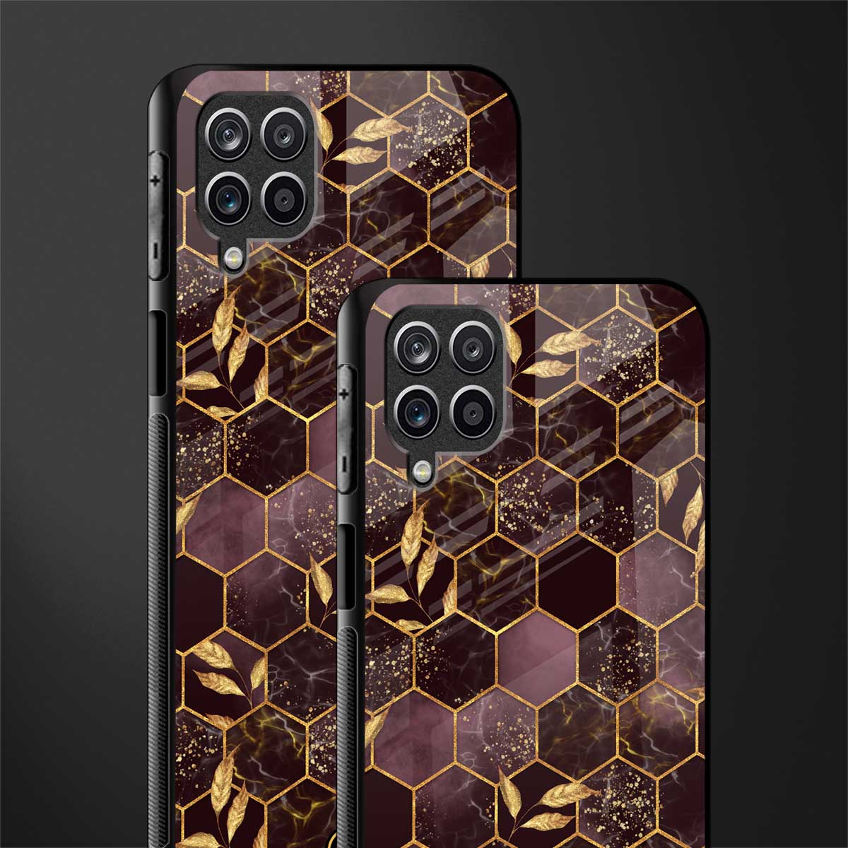 black maroon tile marble glass case for samsung galaxy m12 image-2