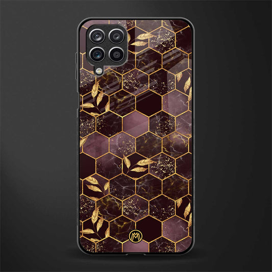 black maroon tile marble glass case for samsung galaxy m12 image