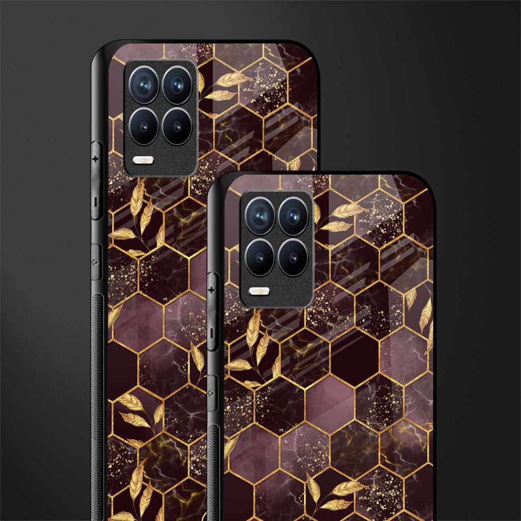 black maroon tile marble glass case for realme 8 pro image-2