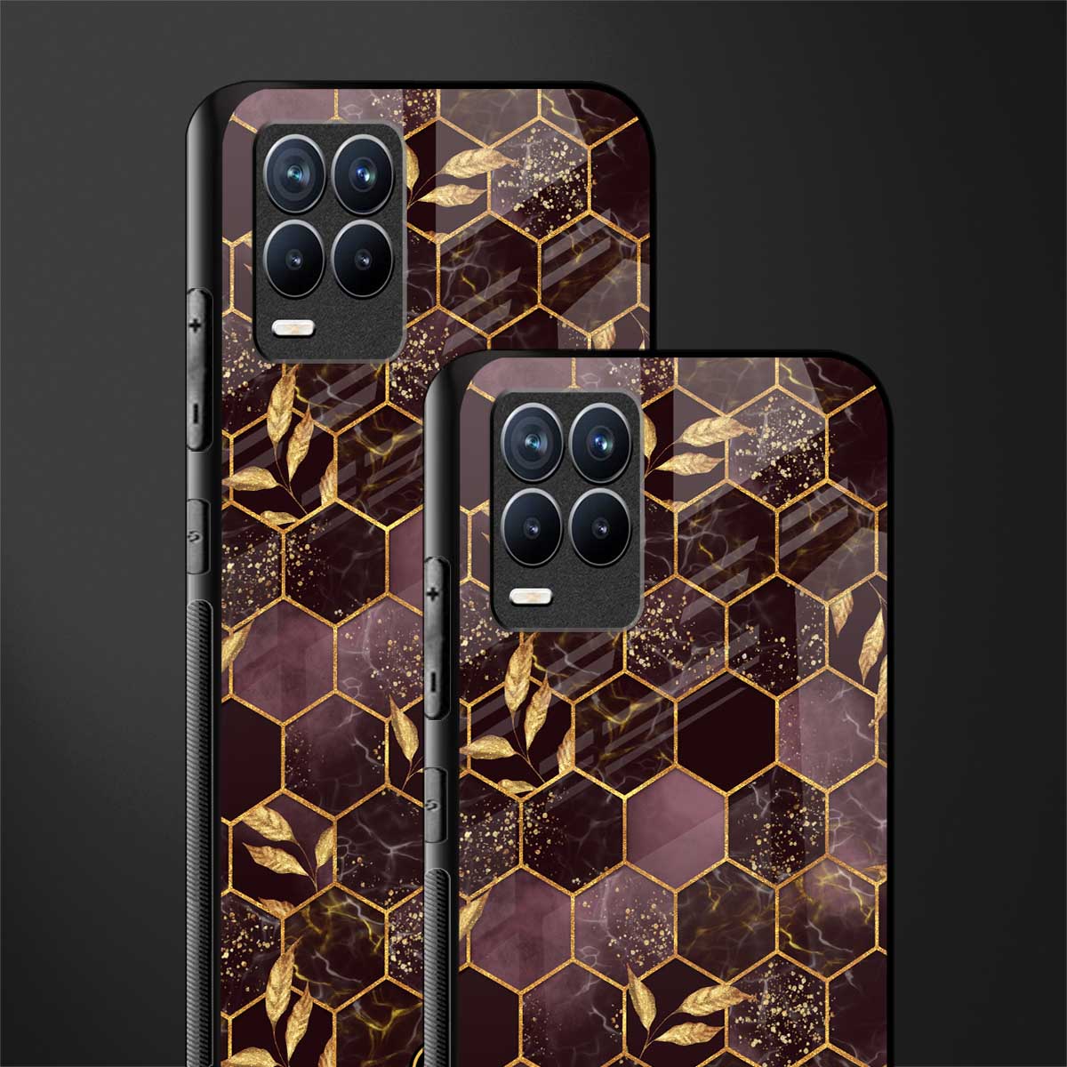 black maroon tile marble glass case for realme 8 pro image-2