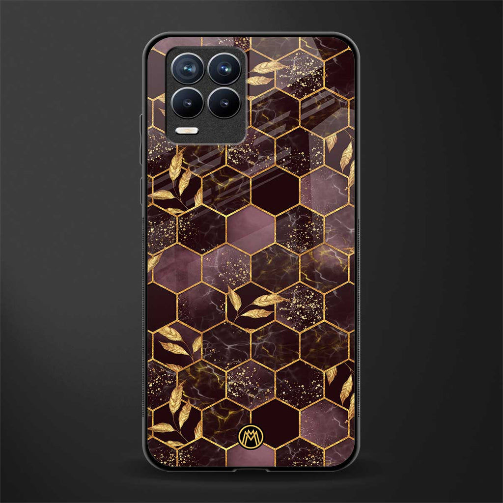 black maroon tile marble glass case for realme 8 pro image