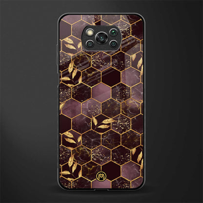 black maroon tile marble glass case for poco x3 pro image
