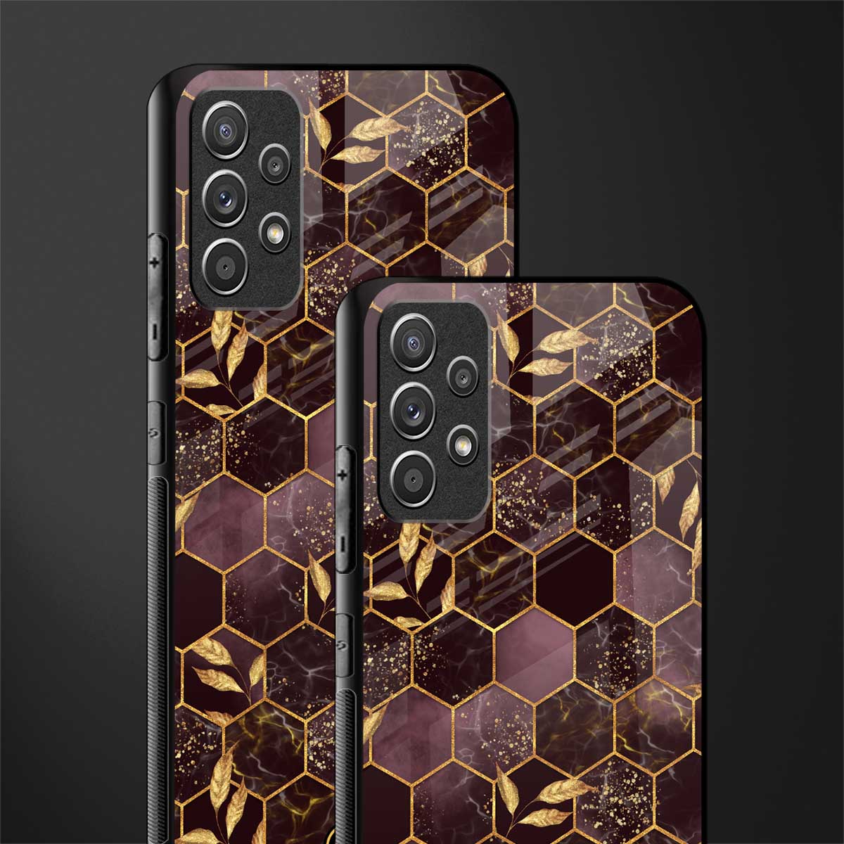 black maroon tile marble glass case for samsung galaxy a52 image-2
