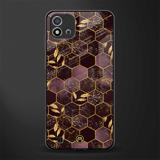 black maroon tile marble glass case for realme c20 image