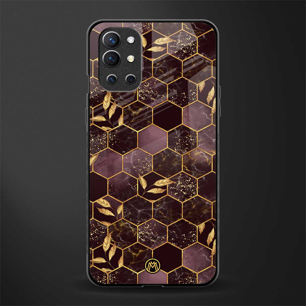 black maroon tile marble glass case for oneplus 9r image