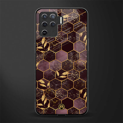 black maroon tile marble glass case for oppo f19 pro image