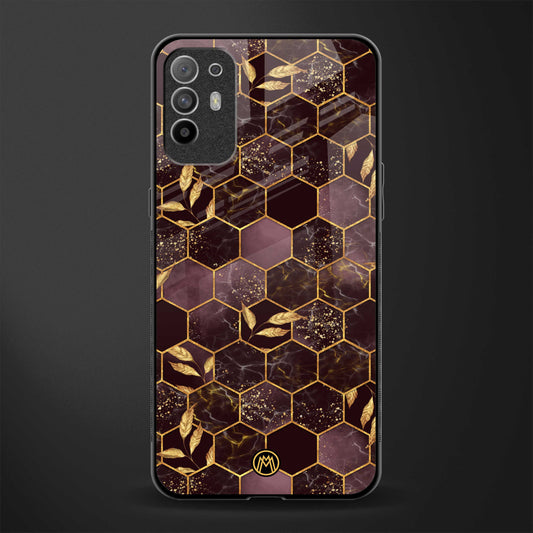 black maroon tile marble glass case for oppo f19 pro plus image