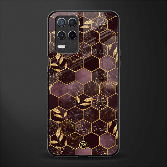 black maroon tile marble glass case for realme 8 5g image