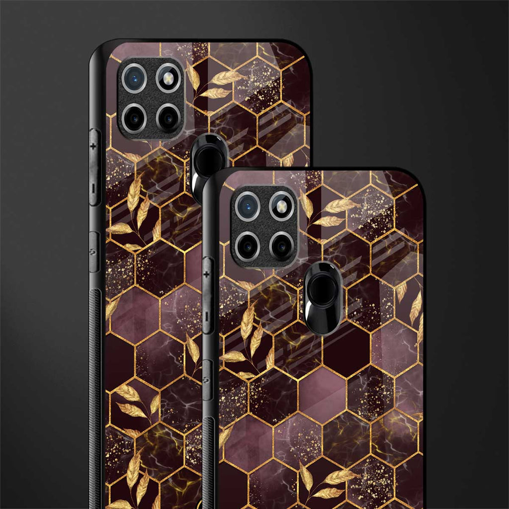black maroon tile marble glass case for realme c21 image-2
