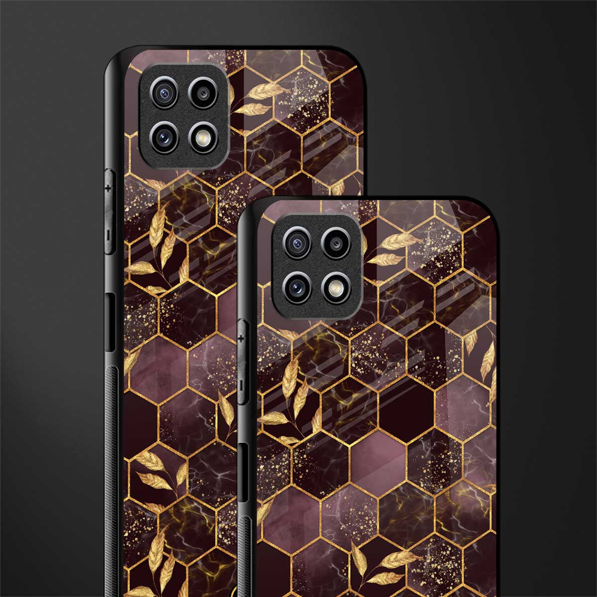 black maroon tile marble glass case for samsung galaxy a22 5g image-2