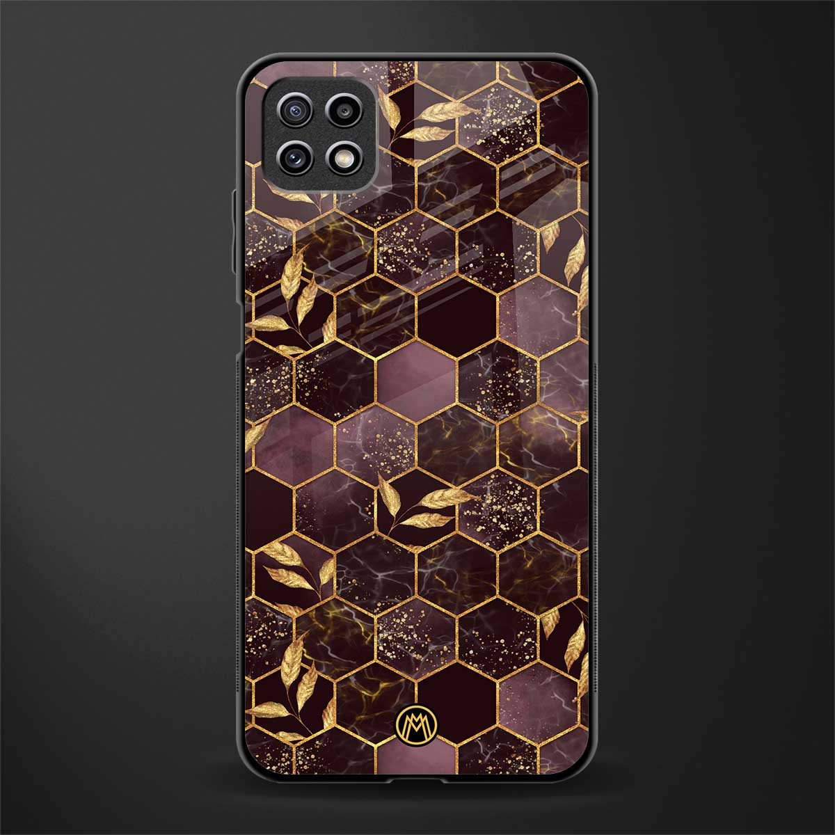 black maroon tile marble glass case for samsung galaxy a22 5g image