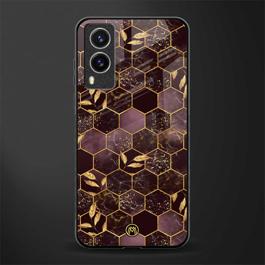 black maroon tile marble glass case for vivo v21e 5g image
