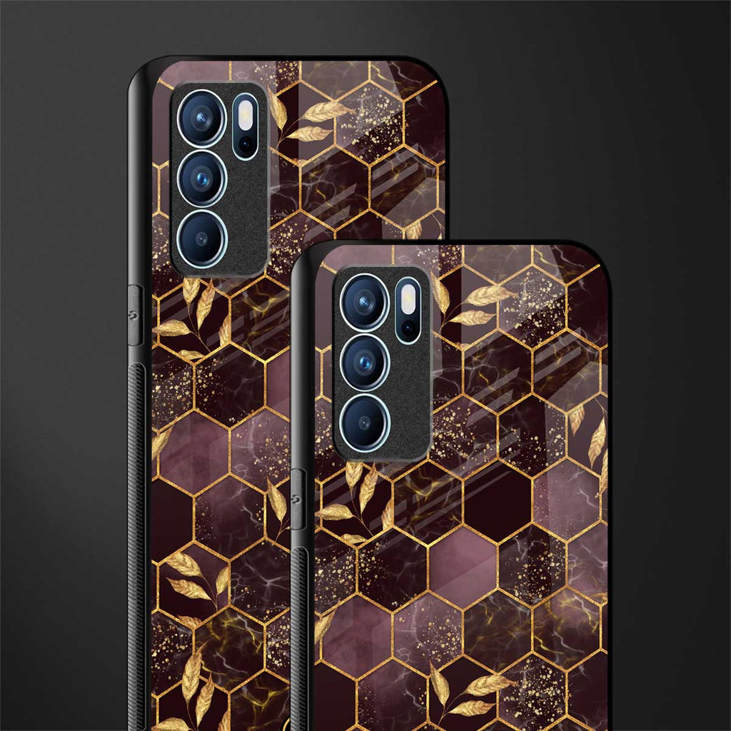 black maroon tile marble glass case for oppo reno6 pro 5g image-2