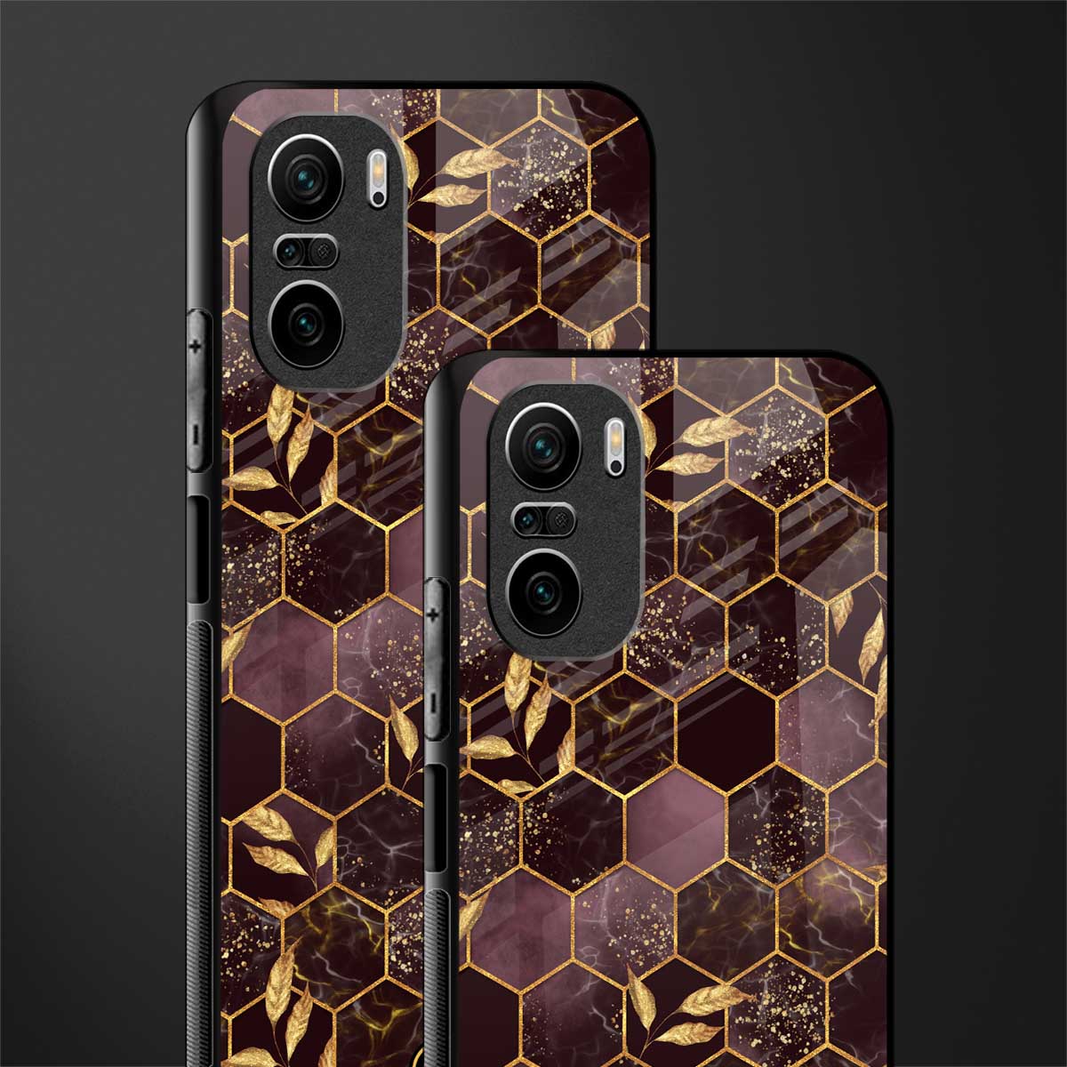 black maroon tile marble glass case for mi 11x 5g image-2