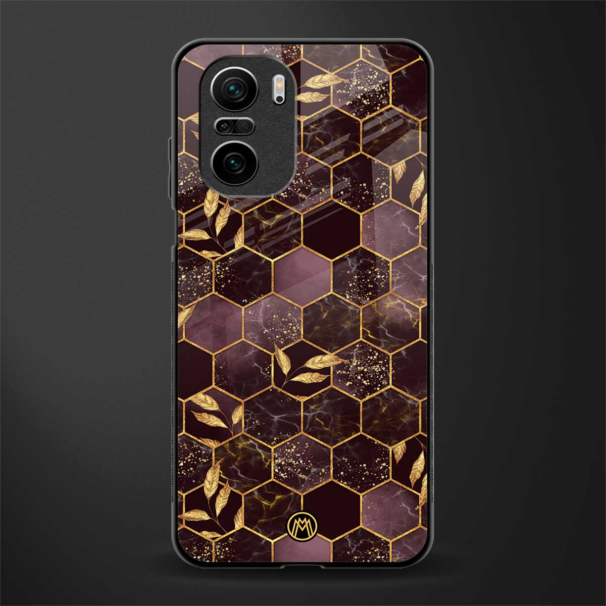 black maroon tile marble glass case for mi 11x 5g image