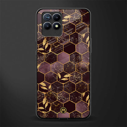 black maroon tile marble glass case for realme 8i image