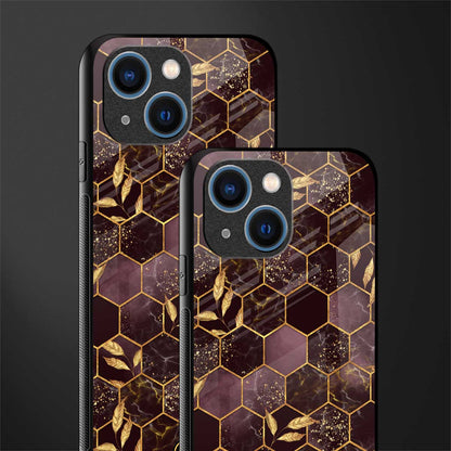 black maroon tile marble glass case for iphone 13 mini image-2