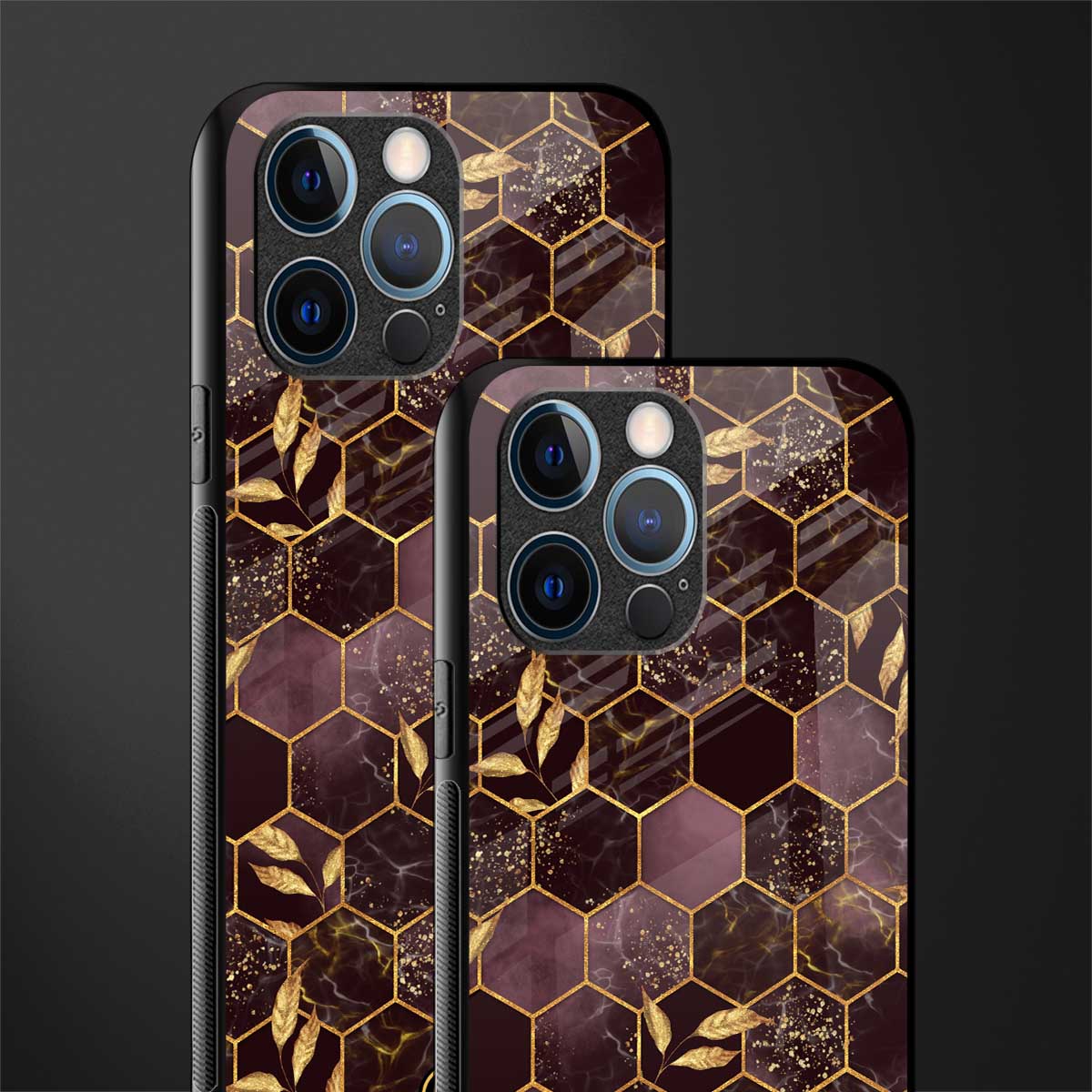 black maroon tile marble glass case for iphone 12 pro image-2