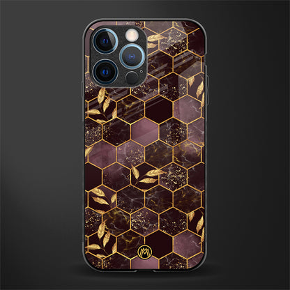 black maroon tile marble glass case for iphone 12 pro image