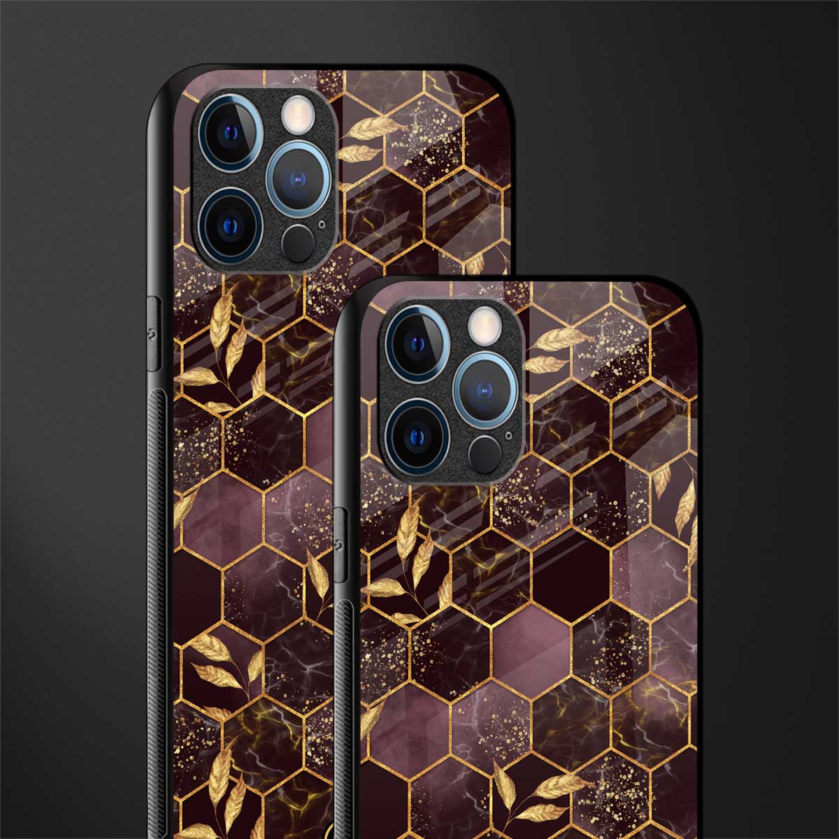 black maroon tile marble glass case for iphone 12 pro max image-2