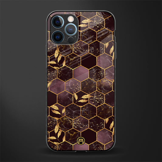 black maroon tile marble glass case for iphone 12 pro max image