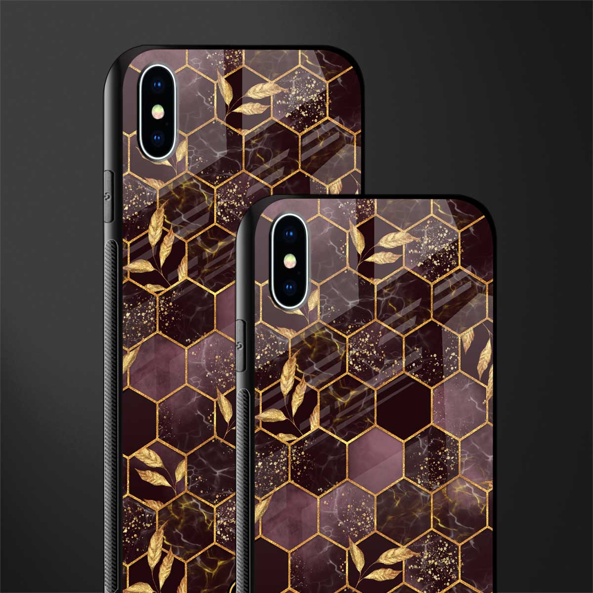 black maroon tile marble glass case for iphone xs max image-2