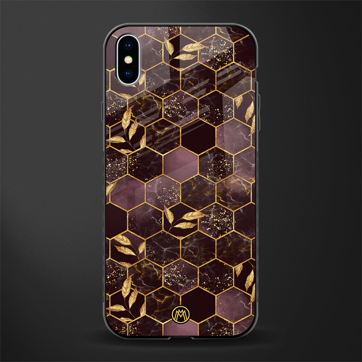 black maroon tile marble glass case for iphone xs max image