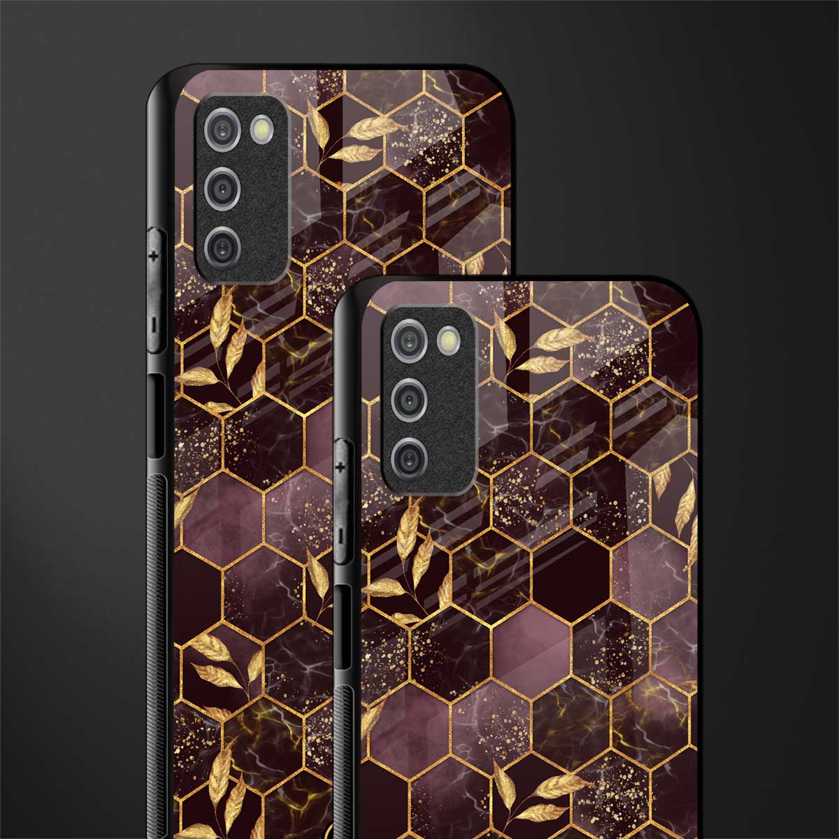 black maroon tile marble glass case for samsung galaxy a03s image-2