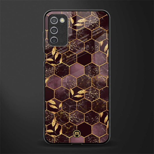 black maroon tile marble glass case for samsung galaxy a03s image