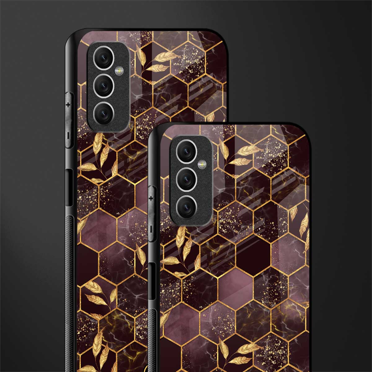 black maroon tile marble glass case for samsung galaxy m52 5g image-2