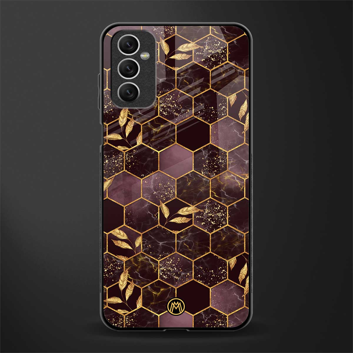black maroon tile marble glass case for samsung galaxy m52 5g image