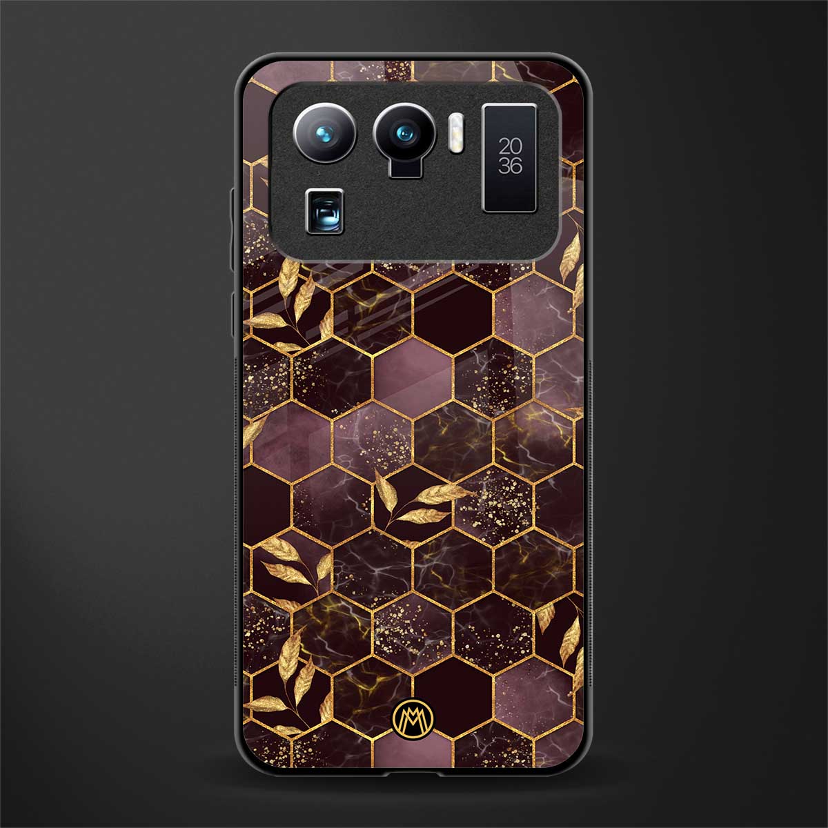 black maroon tile marble glass case for mi 11 ultra 5g image