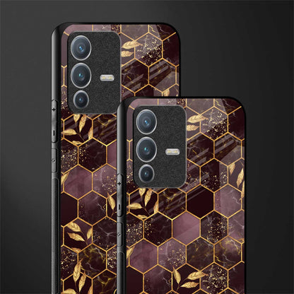 black maroon tile marble glass case for vivo v23 pro 5g image-2