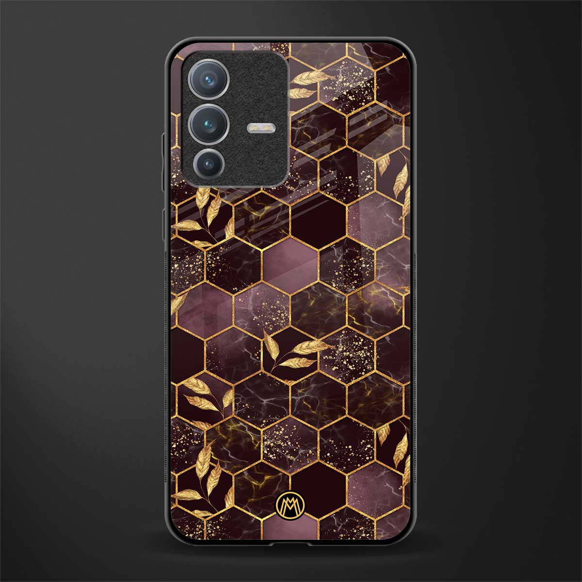 black maroon tile marble glass case for vivo v23 pro 5g image