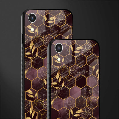 black maroon tile marble glass case for iphone xr image-2