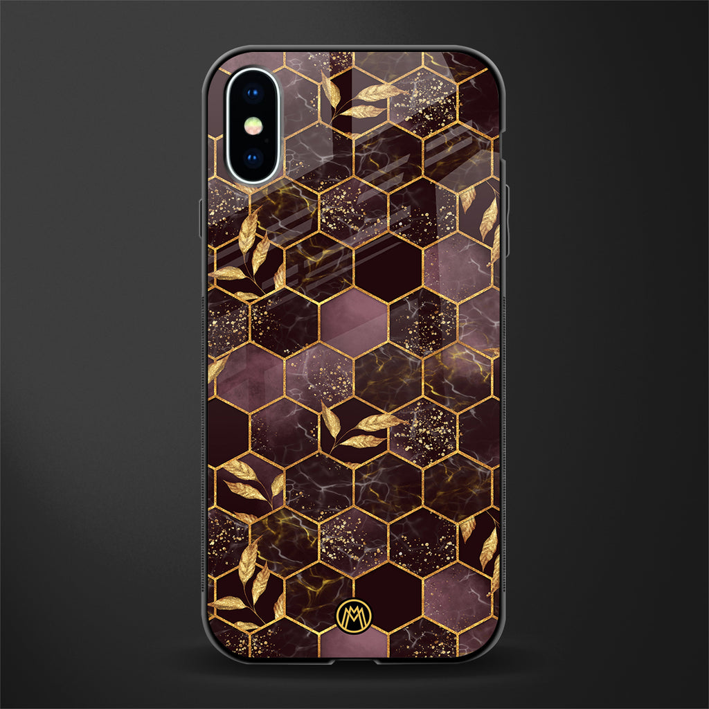 black maroon tile marble glass case for iphone xs image