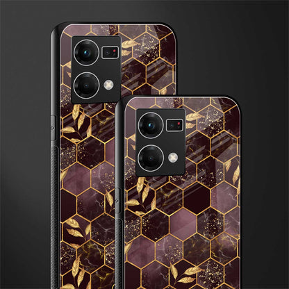 black maroon tile marble back phone cover | glass case for oppo f21 pro 4g